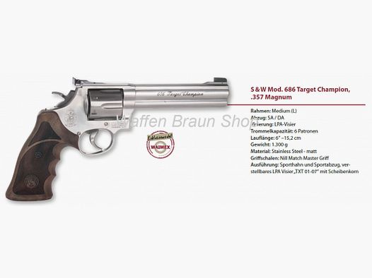 Smith & Wesson Mod 686 Target Champion 357 Mag