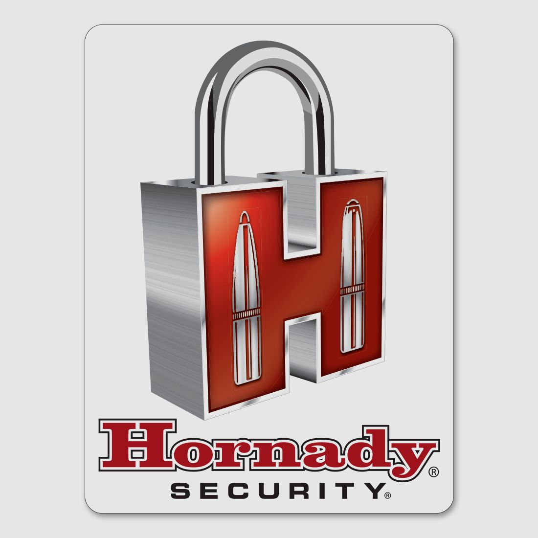 Hornady Security Aufkleber – Rot/Weiß/Schwarz – 4″×5″