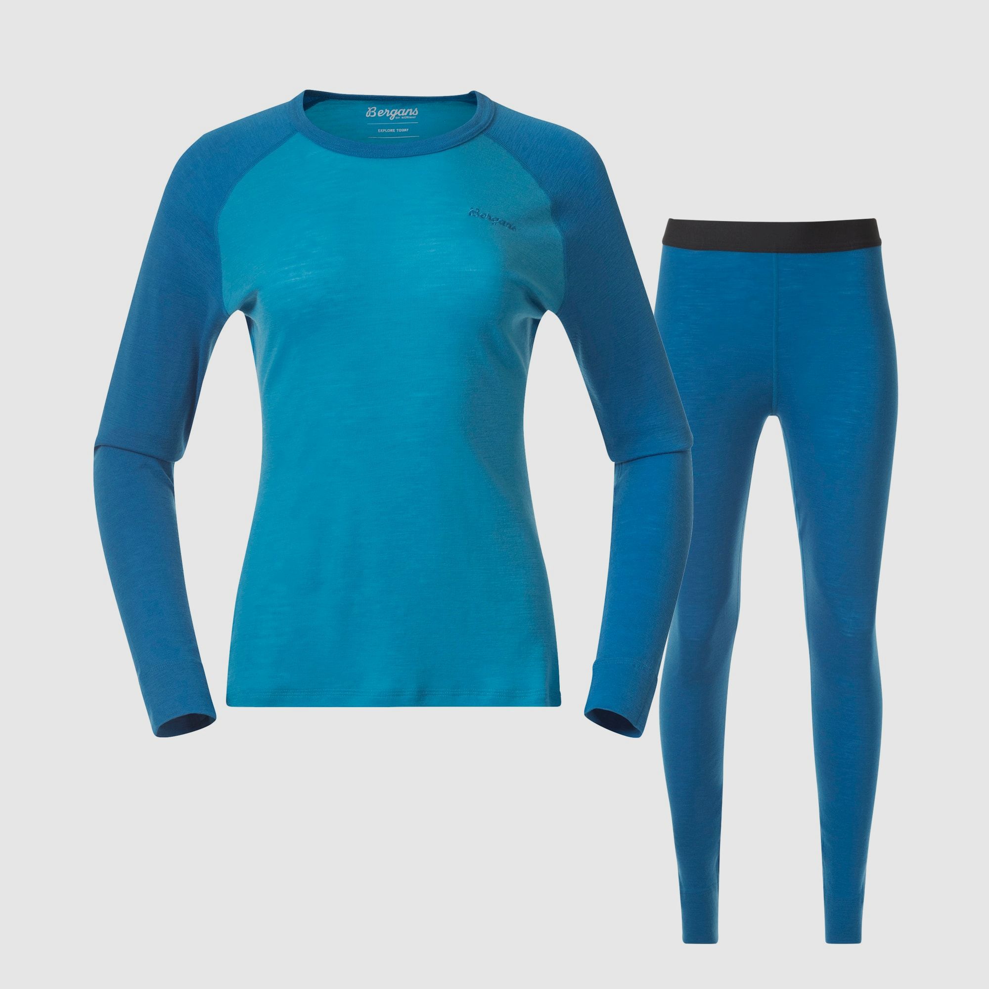 Bergans Allround Merino Baselayer Set Women Aqua Lagoon/Dark Aqua Lagoon S