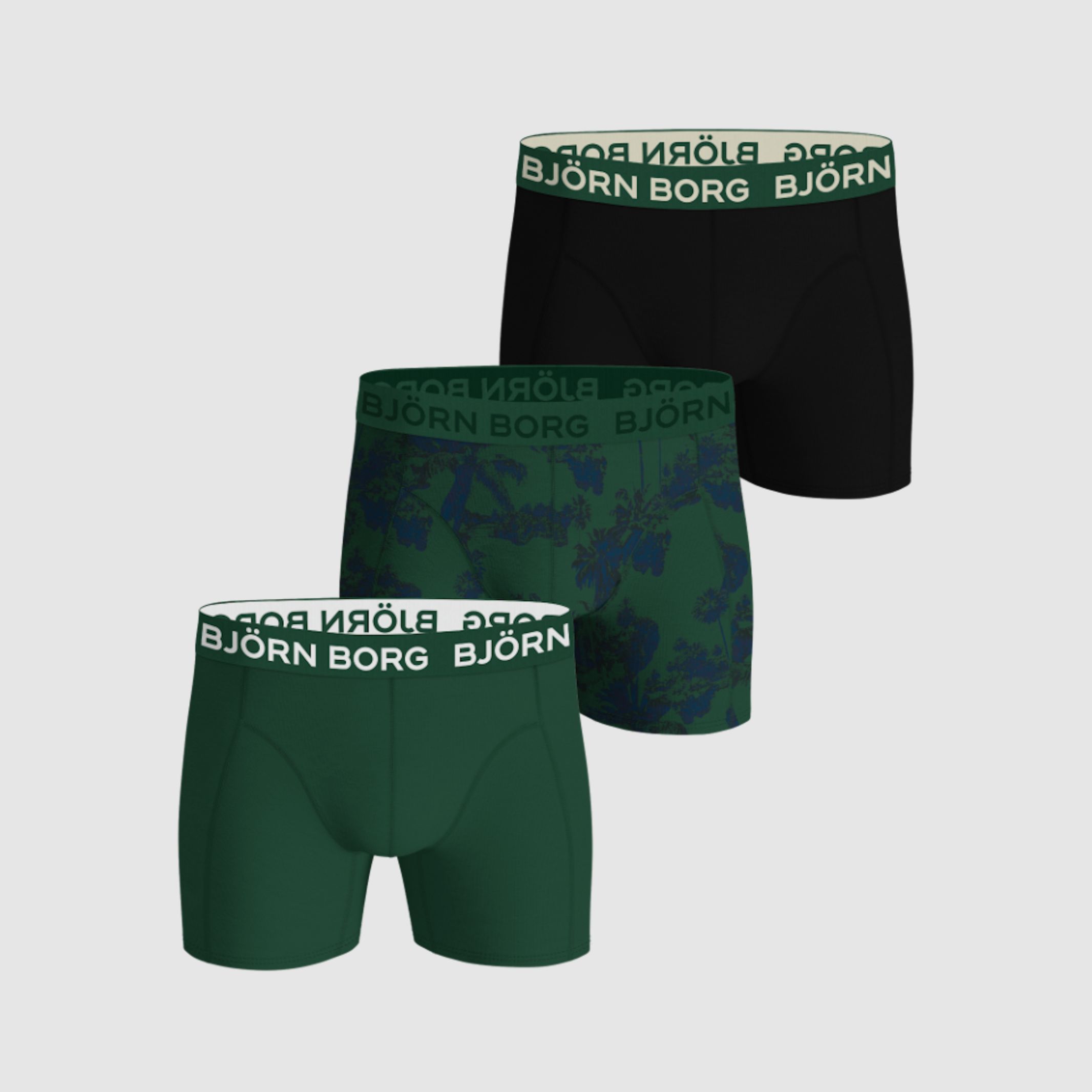 Björn Borg 3-Pack Intimo Verde/Stampa/Nero S