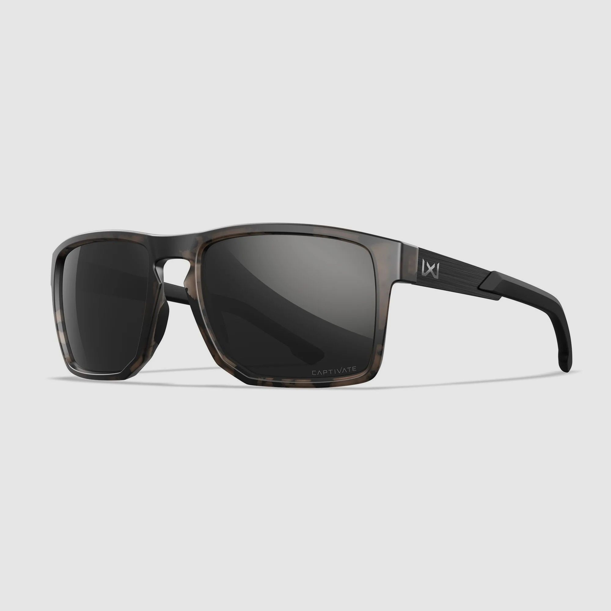 Wiley X APEX sunglasses with CAPTIVATE Polarized Black Mirror lenses, Matte Tortoise Brown frames AC6APX05, image 1 of 5