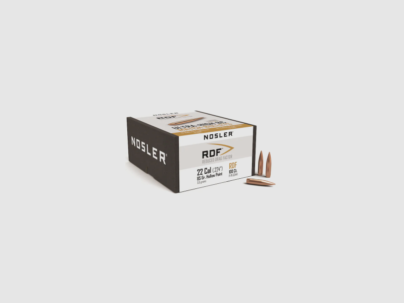 Balle Nosler .22/.224 RDF 85GR HPBT 100 Pièces, image 1 sur 2