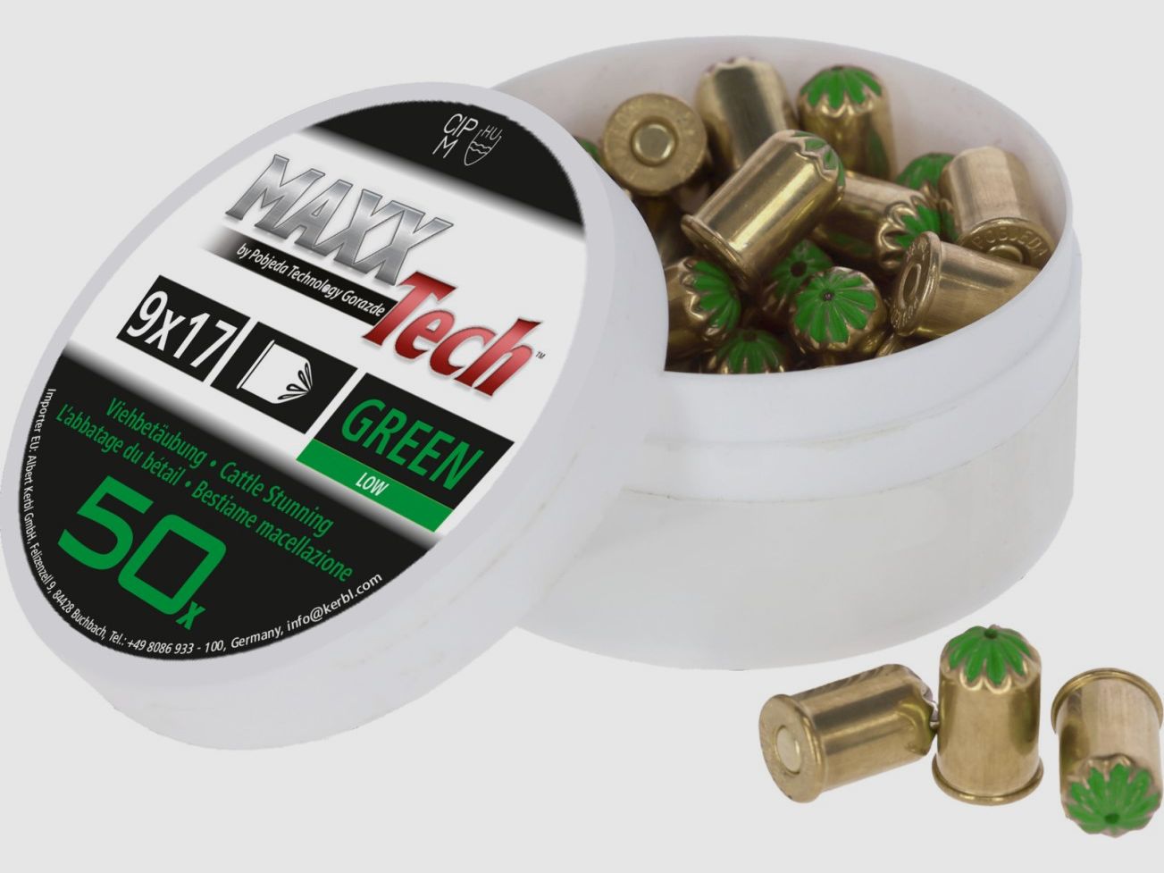 MAXXTech Viehbetäubungspatronen Kal. 9x17 grün 50 St.