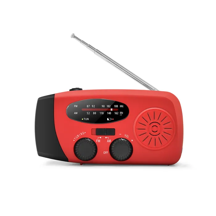 Radio korbowe FM/AM z powerbankiem i ładowaniem solarnym, zdjęcie 1 z 10