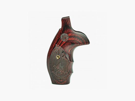 S&W N ROUND COMBAT SUPER ROSEWOOD CHECKERED ENGRAVED WITH LASER LOGO