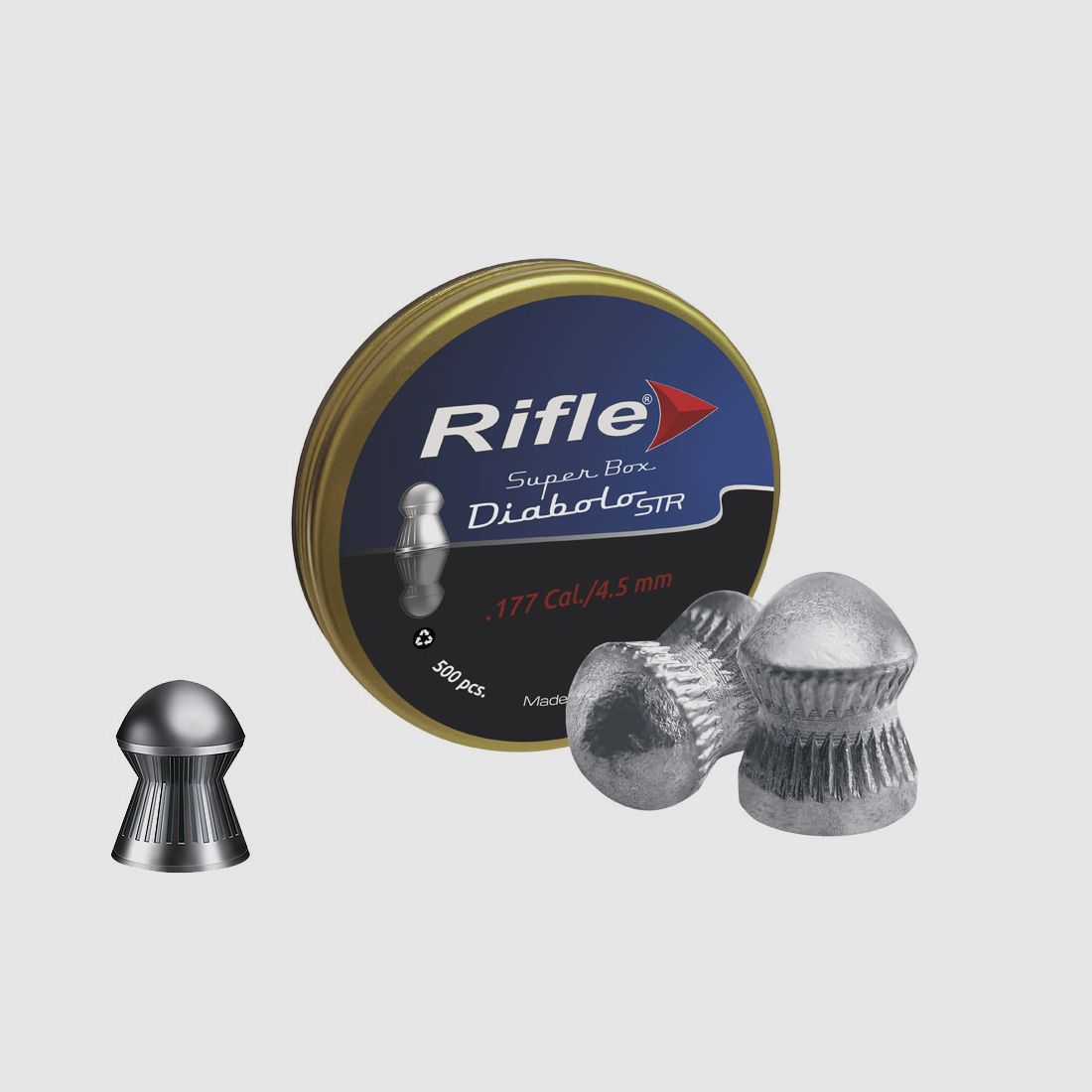 Rundkopf Diabolos Rifle Ammunition STR Kaliber 4,5 mm 0,47 g geriffelt 500 StĂĽck