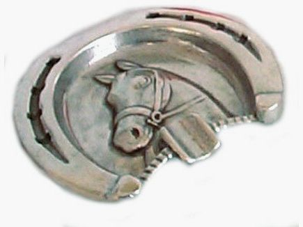 Lovergreen accessories motif ashtray tin horseshoe and horse head motif