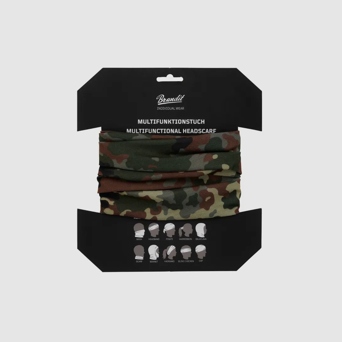 Multifunktionstuch (Schlauchschal) für Kopf, Gesicht, Hals - Einheitsgröße - BW Flecktarn