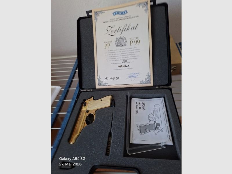 WALTHER PP cal 9mm PAK dorato, limitato con certificato