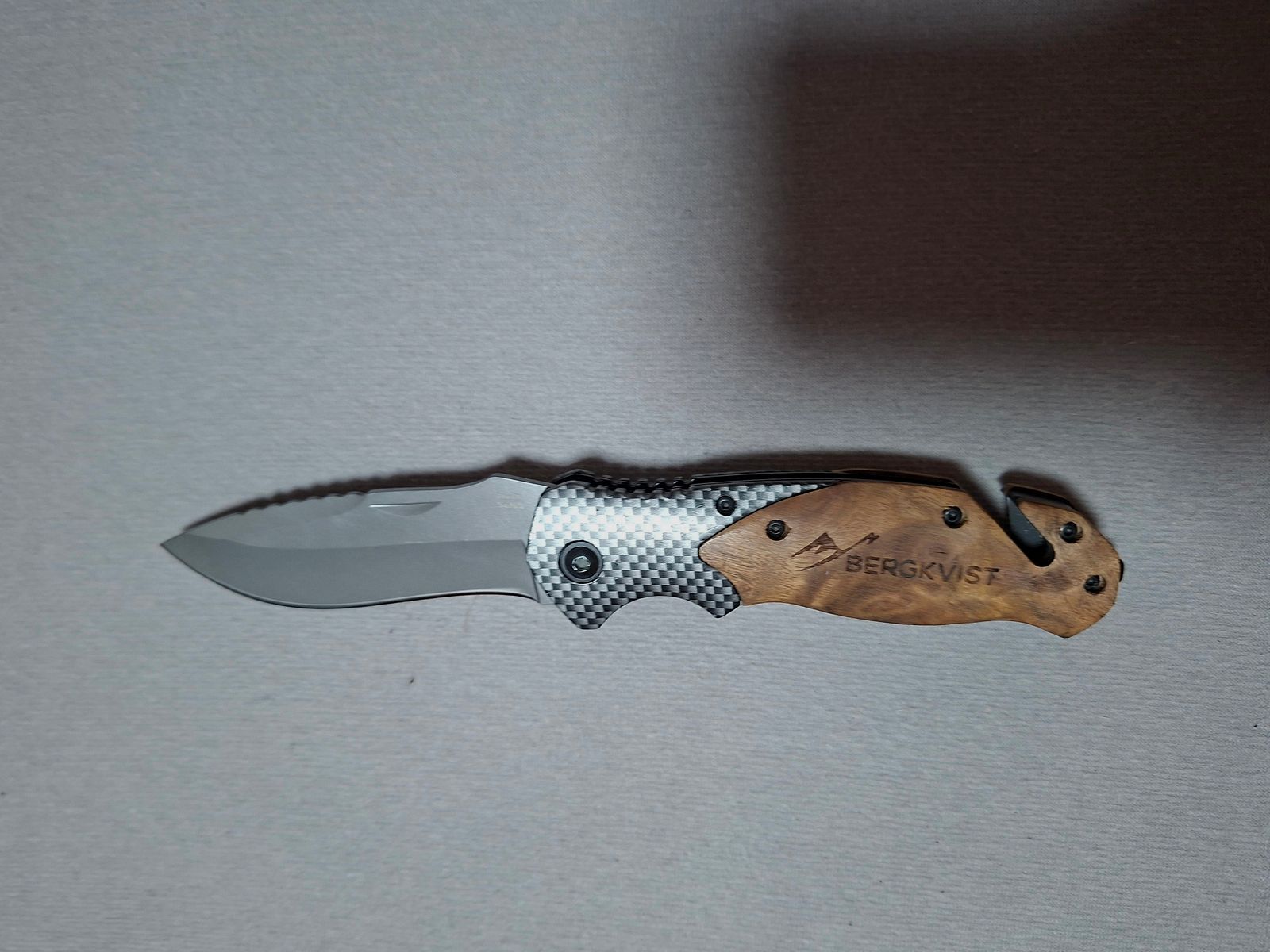 Bergkvist Klappmesser / Taschenmesser met houten handvat + etui