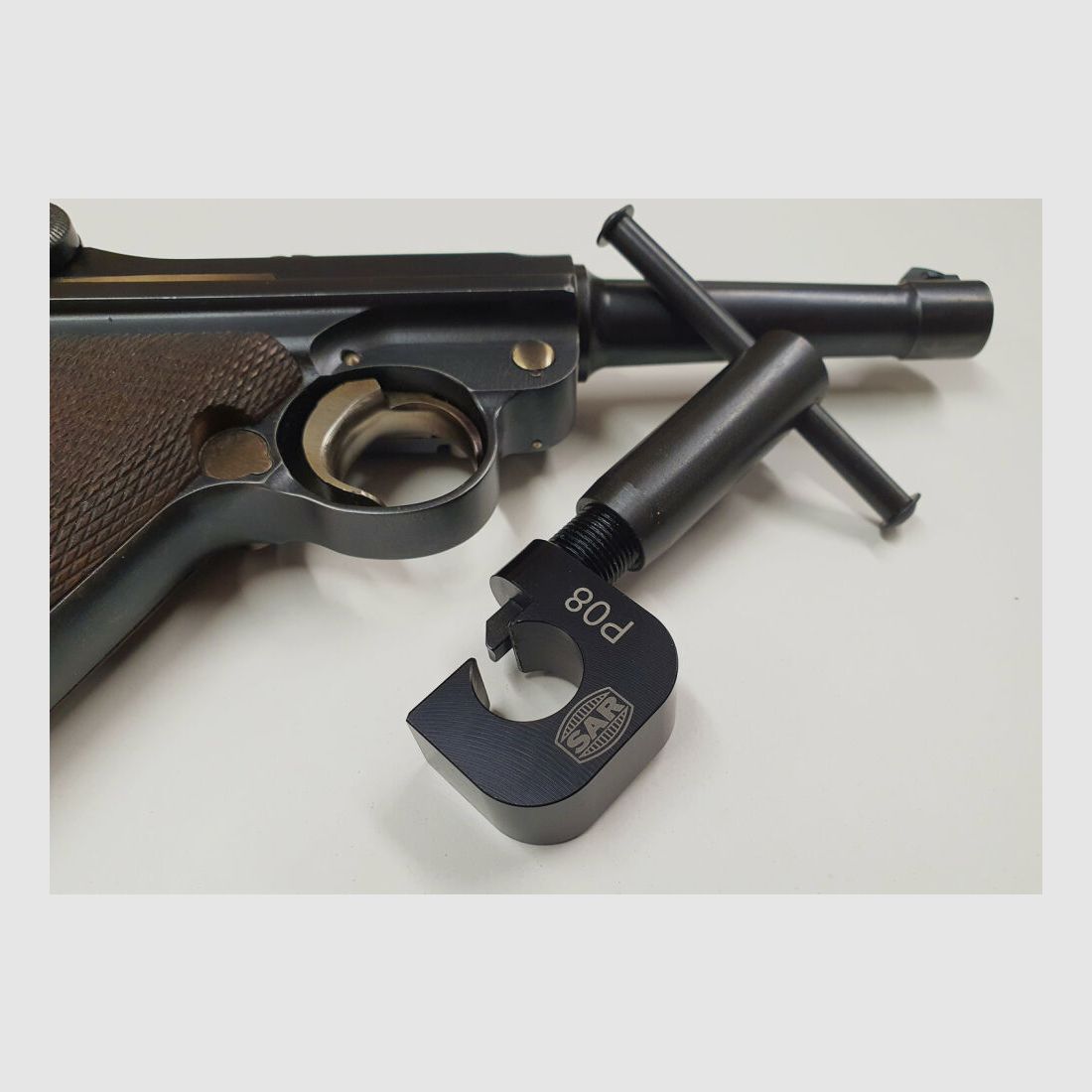 Schwaben Arms GmbH Pistole P08 Parabellum Korntreiber / Kornschieber / Kornversteller , MADE IN GERMANY