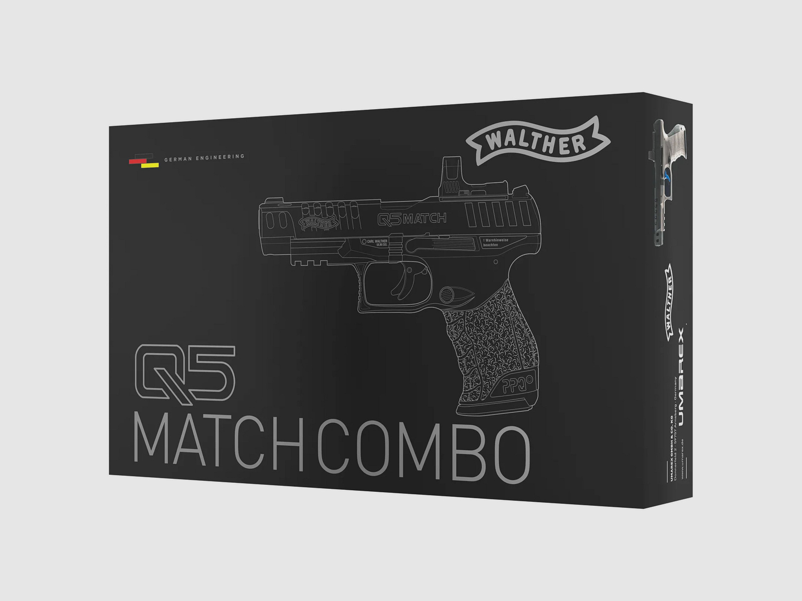 Walther PPQ M2 Q5 Match Combo CO2 Luftpistole 4,5mm Diabolo Blowback Metallschlitten Schwarz/Grau + RedDot - NEU