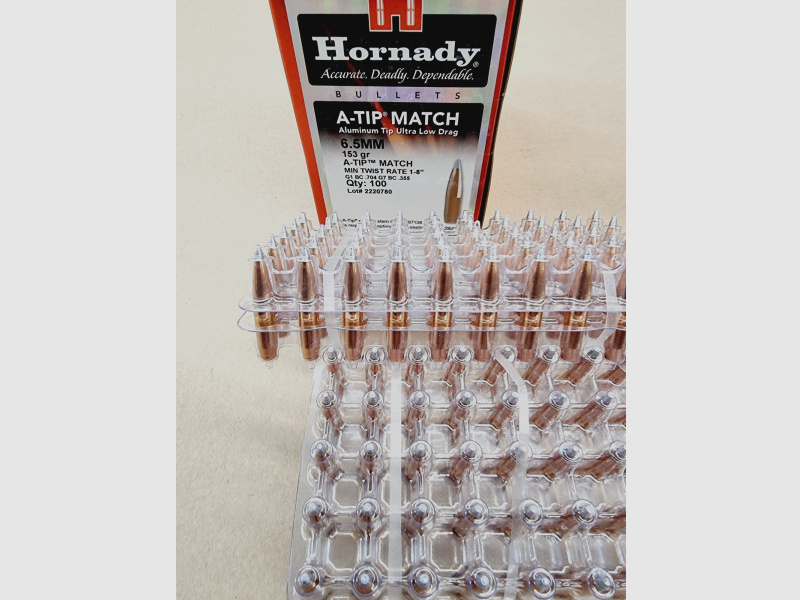 6,5/.264-153grs A-Tip Match Hornady Geschosse 100 Stk. No. 2638