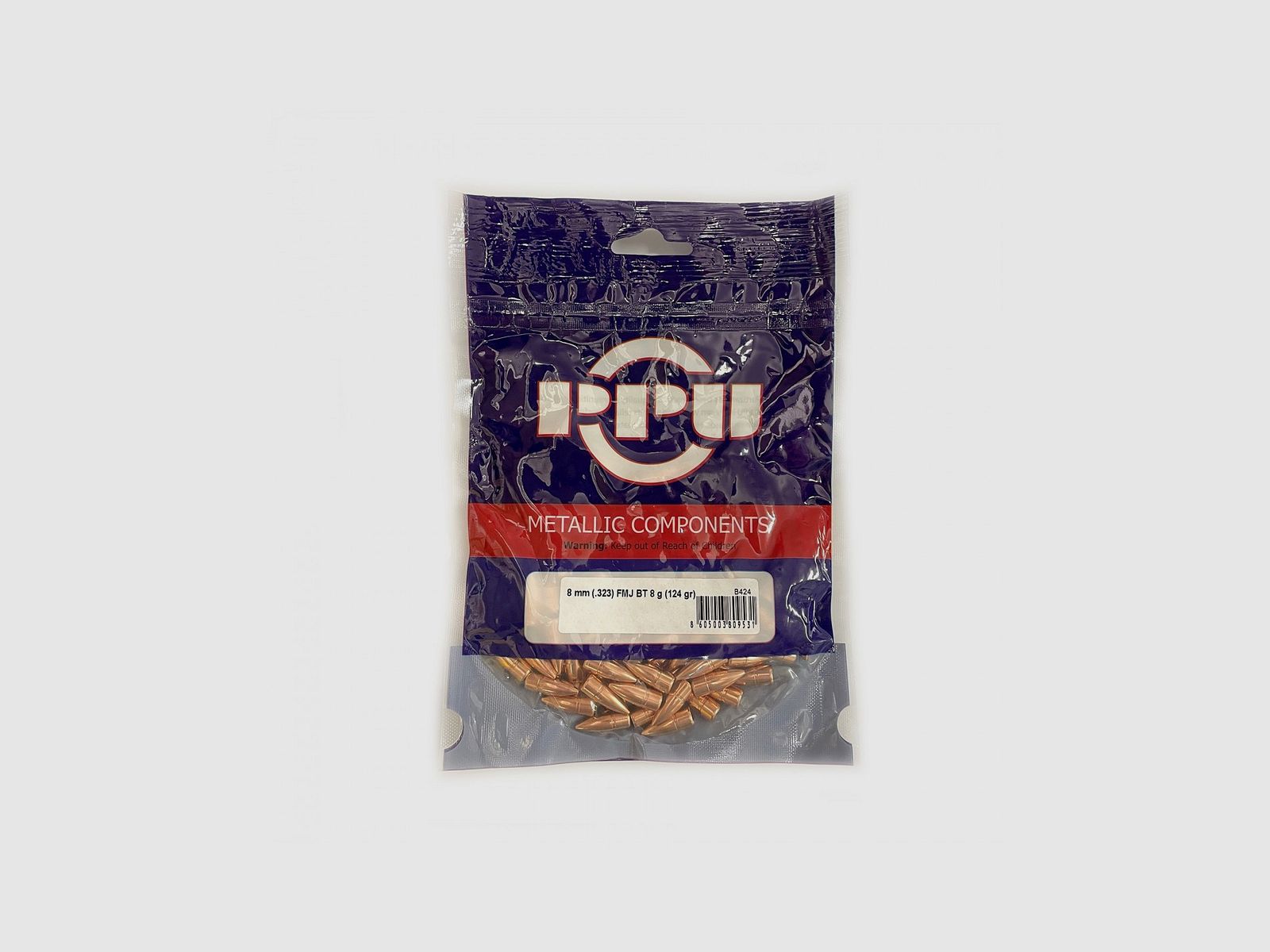 PRVI PARTIZAN BALAS FMJ BT 8MM (.323) 124GR 50UD.