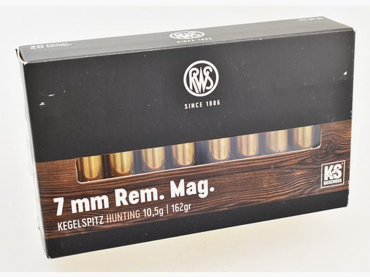 RWS Patronen Kaliber 7mm Rem. Mag. mit 10,5g KS Geschoß für nur 80.-  / 20 Schuß