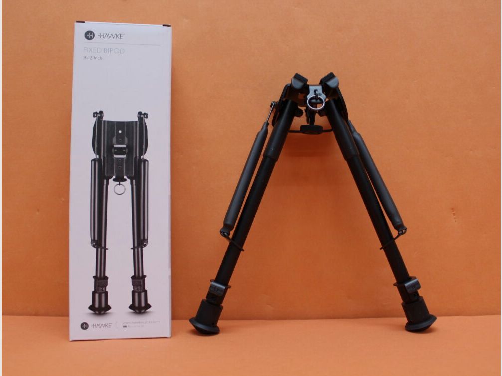 HAWKE HAWKE Zweibein Fixed Bipod (70002) Höhe 9-13"/ ca. 23-33 cm, Rastenverstellung, gummierte Füße