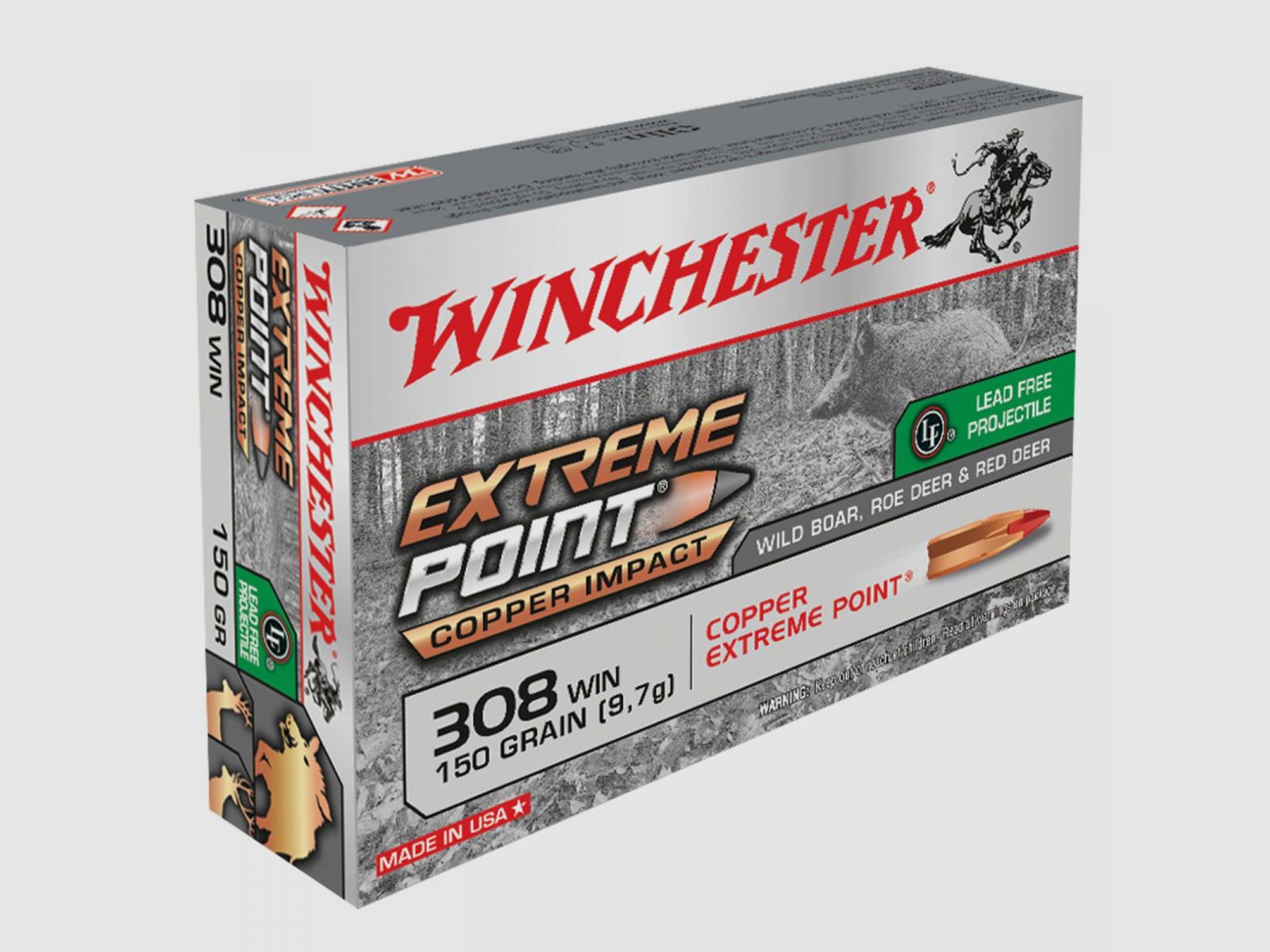 Winchester Extreme Point Copper Impact .308 Win. 150GR Copper Extreme Point 20 cartucce