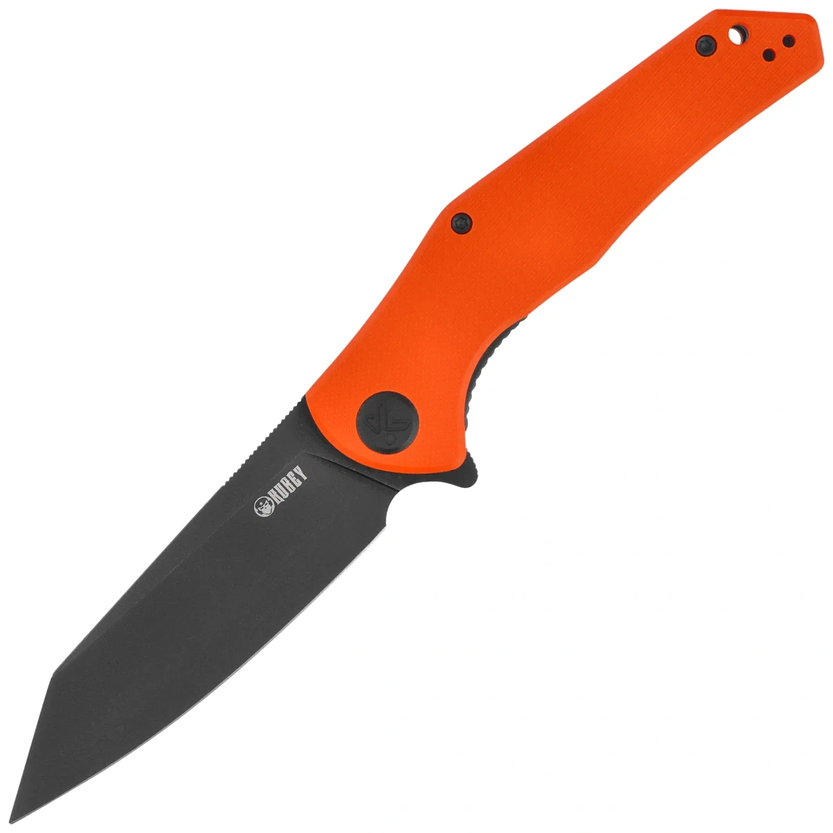 Kubey Flash Folding Knife Orange G10, Blackwashed San Mai M2 (KU158Q)