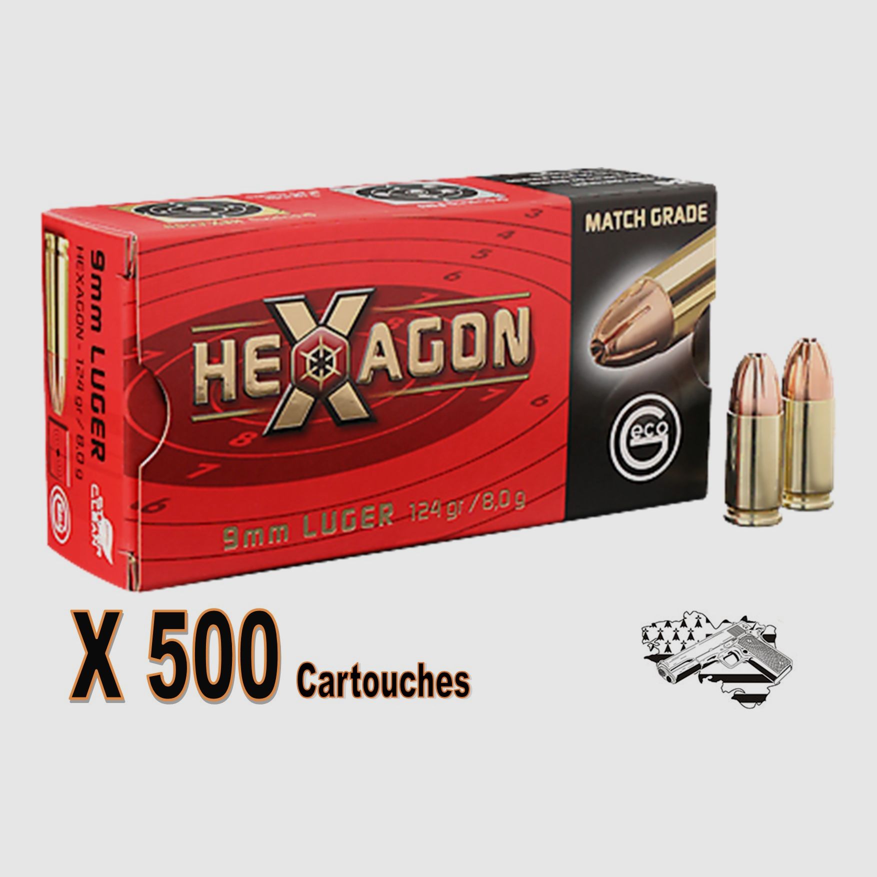 GECO HEXAGON kal. 9×19 mm na 500