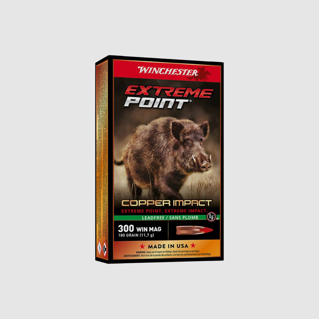 AMMUNITION CARTRIDGES WINCHESTER 300WM EXTREME POINT LEAD FREE 180G CX300XPLF2, image 1 of 2