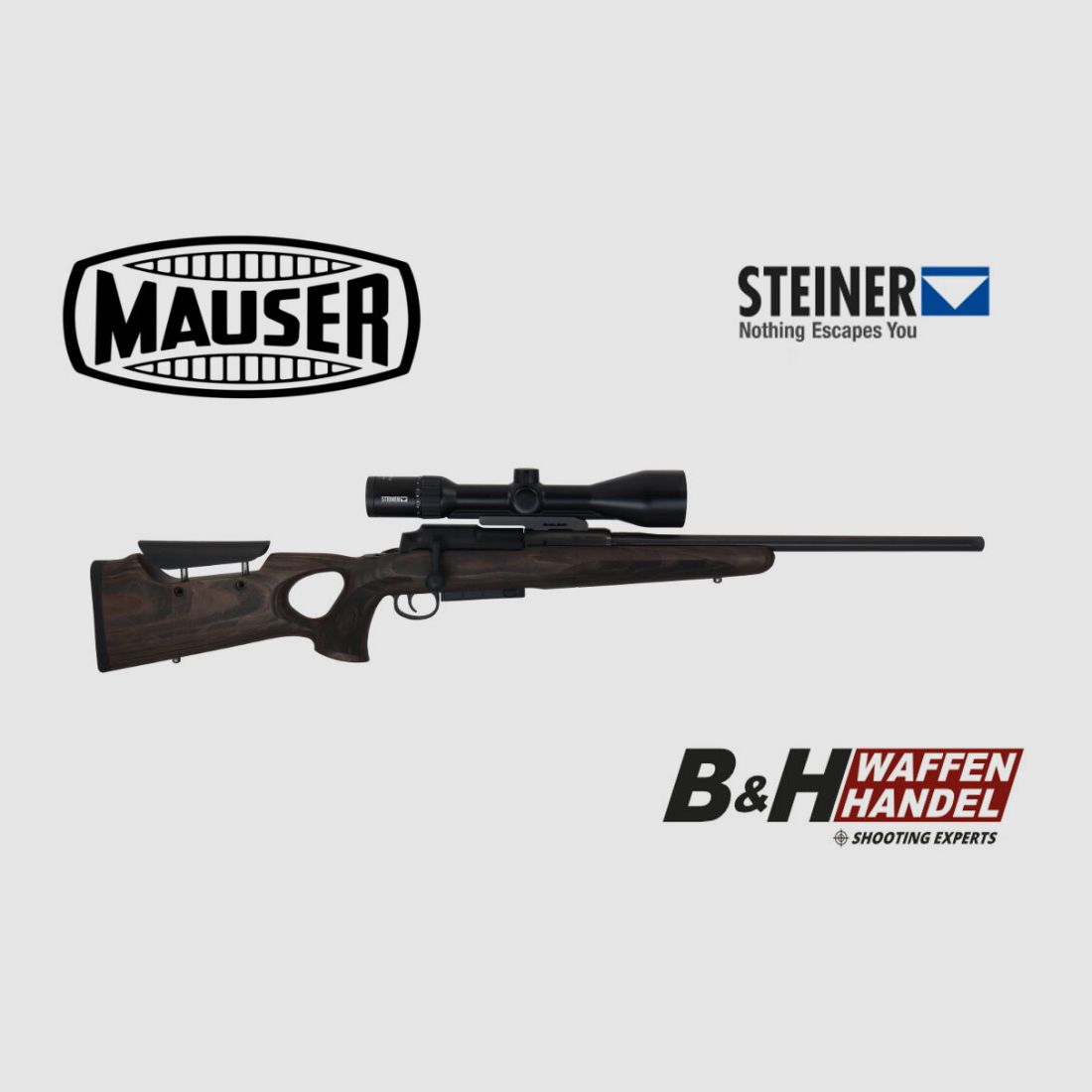 Mauser 25 Max Lochschaft Komplettpaket Steiner Ranger 4 3-12x56
