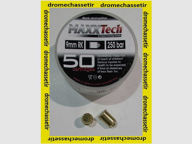 Box of 50 blank cartridges MAXXTECH, cal 380 P.A.K, MAXXTECH