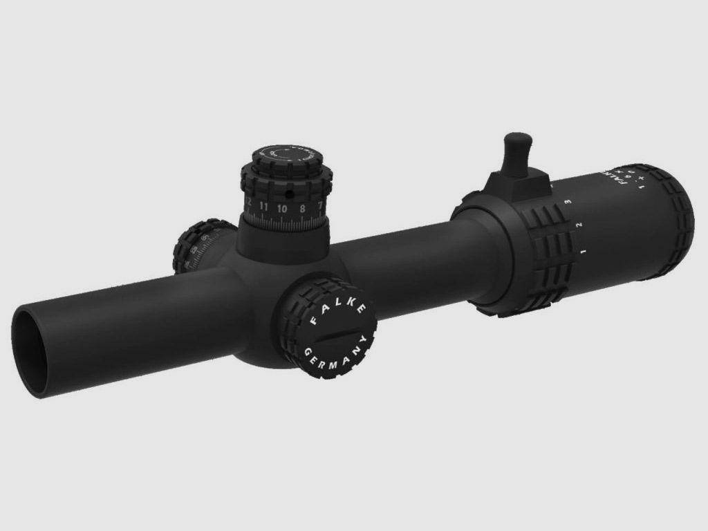 Zielfernrohr Falke 1-6X24 TAC Mil Dot Absehen 30 mm Tubus mit gekrĂ¶pfter Schmeisser QSM Monoblock Montage fĂĽr Weaver- Picatinnyschienen