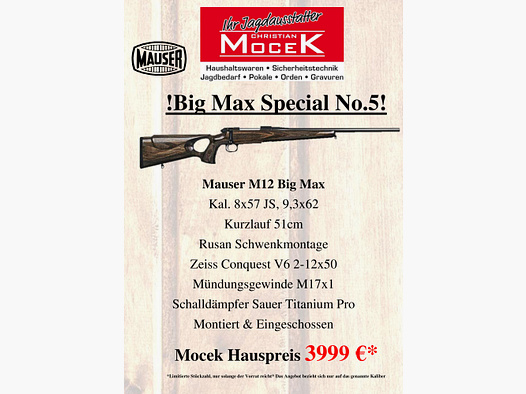 Mauser M12 Big max, mit Zeiss Conquest V6 2-12x50