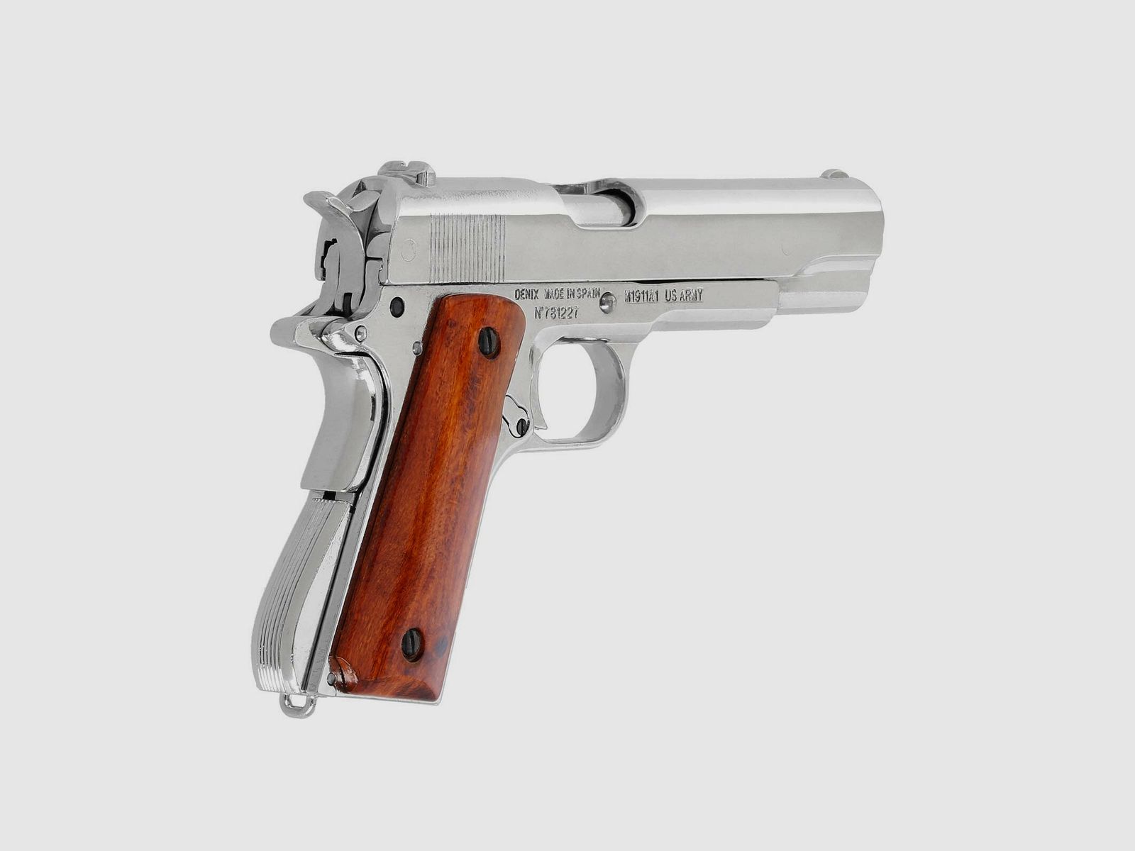 Denix Dekomodell 45er Colt Government M1911A1 Automatik Vernickelt - Holzgriffschalen