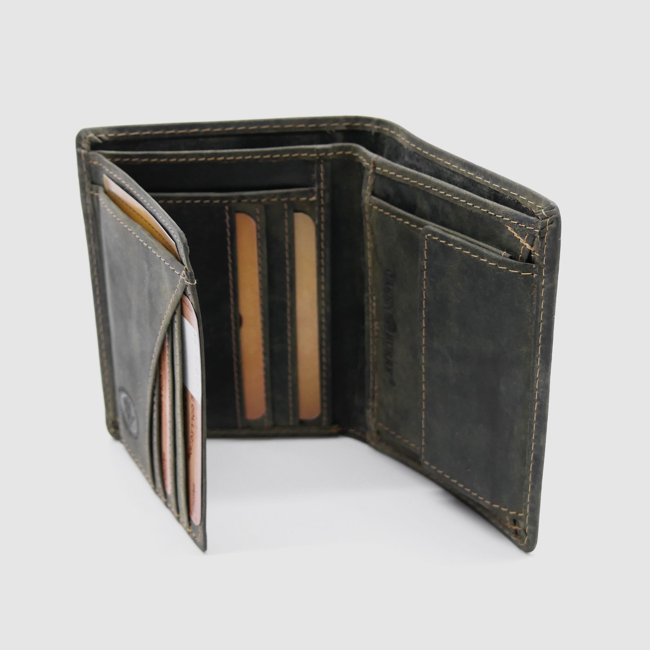 Greenburry Leder Geldbörse oliv Vintage Animal Collection Royal Stag Hirsch 1701-RS-30