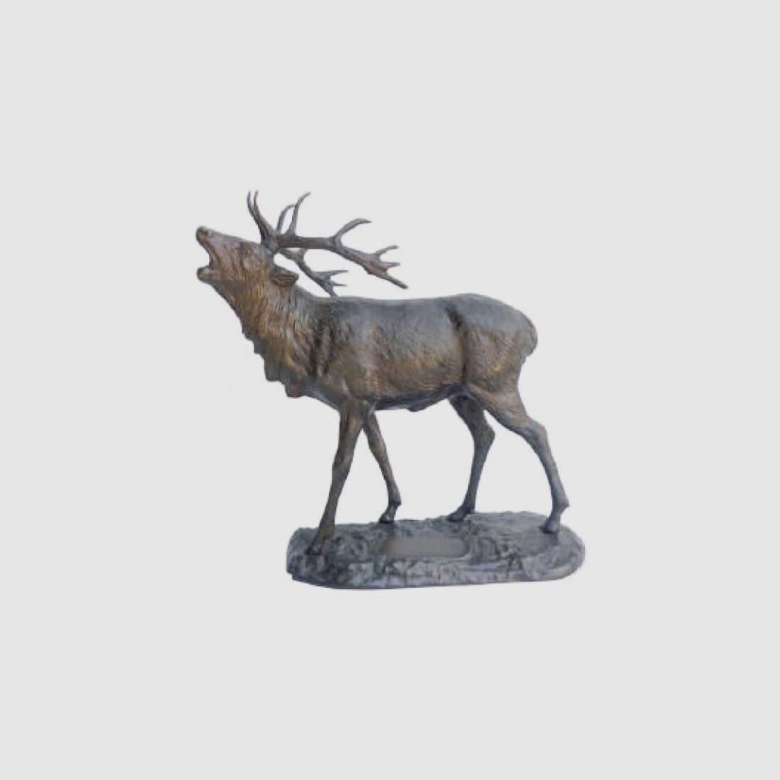 Statua di bronzo Lovergreen motivo cervo rhrender su un prato grande