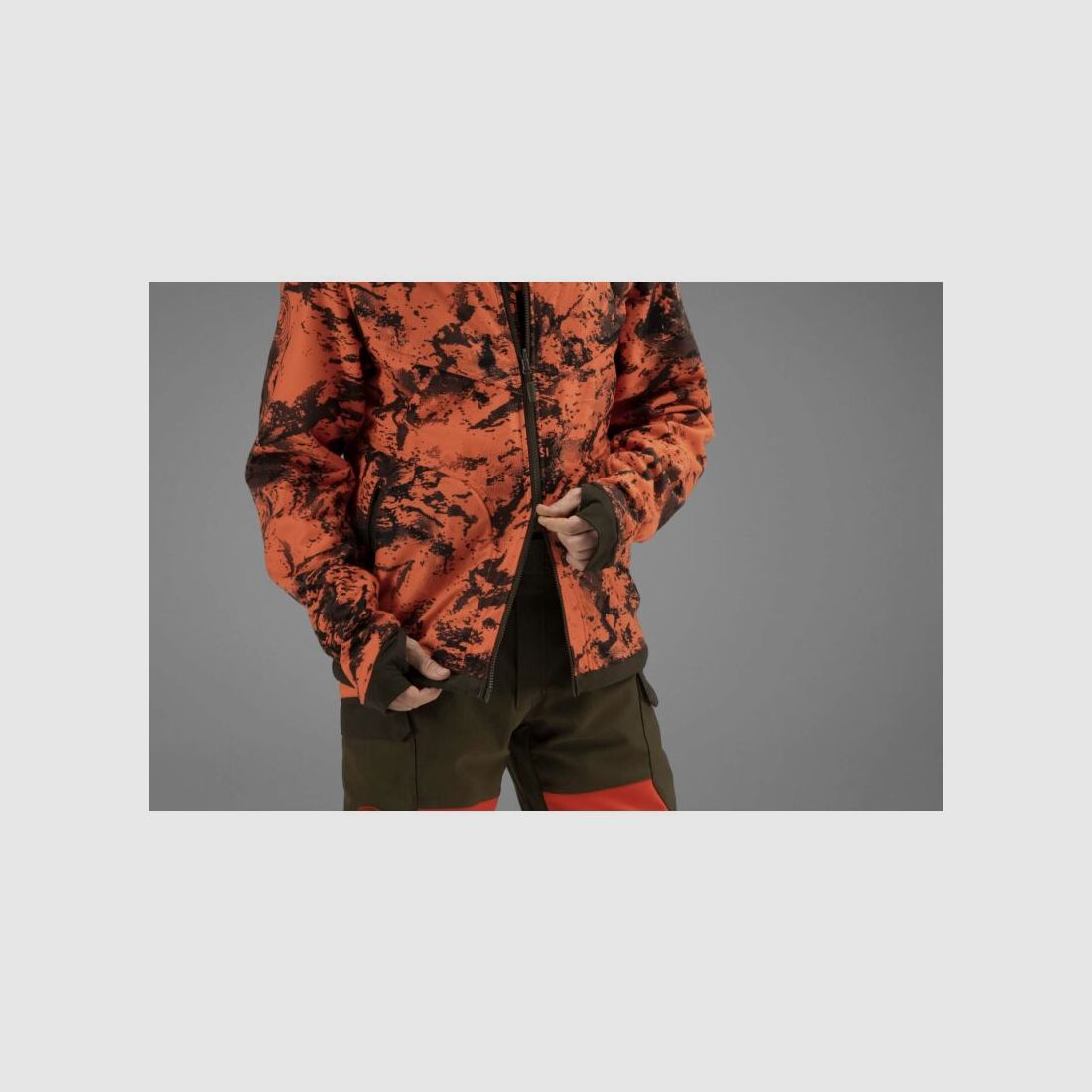 Härkila Herren Fleecejacke Wildboar Pro Reversible Willow green/AXIS MSP®Orange Blaze