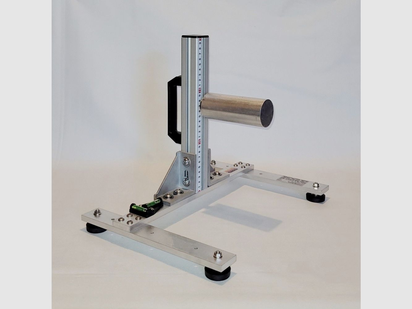 KGF Auflagestativ - Auflageständer Alu H-300-Pro mit Buchenholz-Auflage, Waage, Griff und Maßband