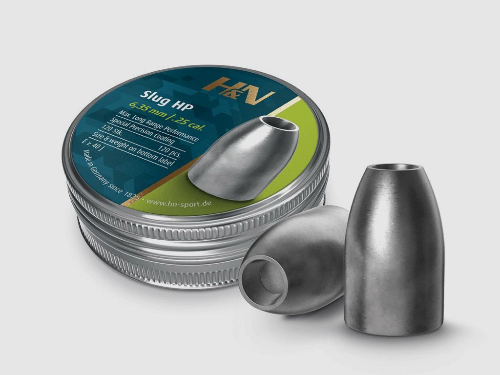 H&N Slug HP Diabolo, Hohlspitz, Kaliber 6,36 mm, 1,81 g, 28 gr, 120 StĂĽck