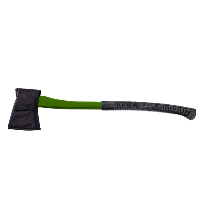 Axt 70cm, Stahl, Fiberglasstiel, rutschfester Gummigriff, Grün / Schwarz - mit Scheide, Bild 2 von 3