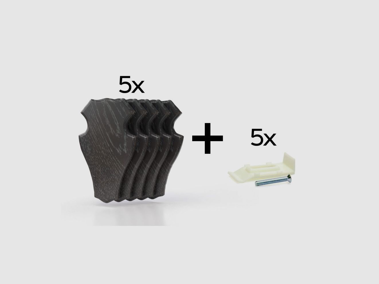 Pakket van 5 trofeeplaten 22x13 cm + 5 plastic standaards - Donker