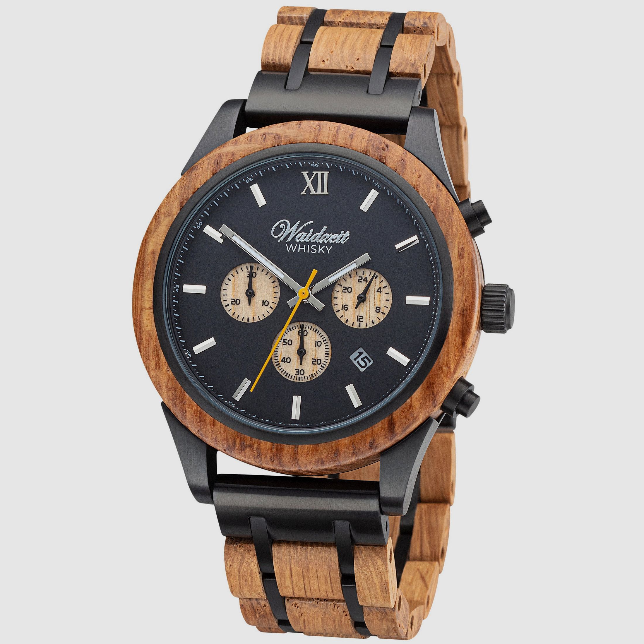 Waidzeit Chronograph Whisky Scotts mit Holzarmband