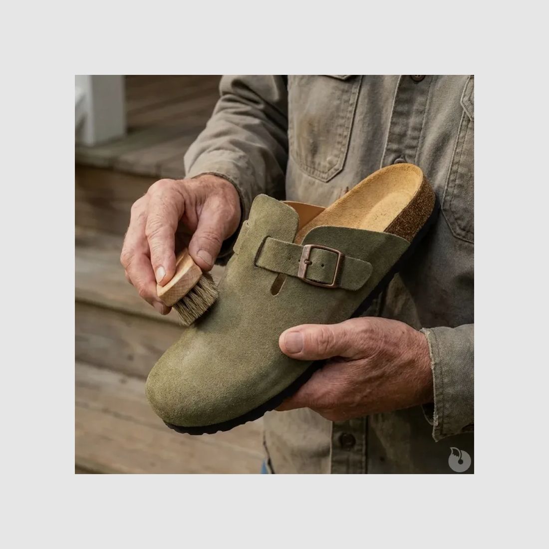 Sabot Ayoka Soube da uomo in pelle khaki, immagine 4 di 8