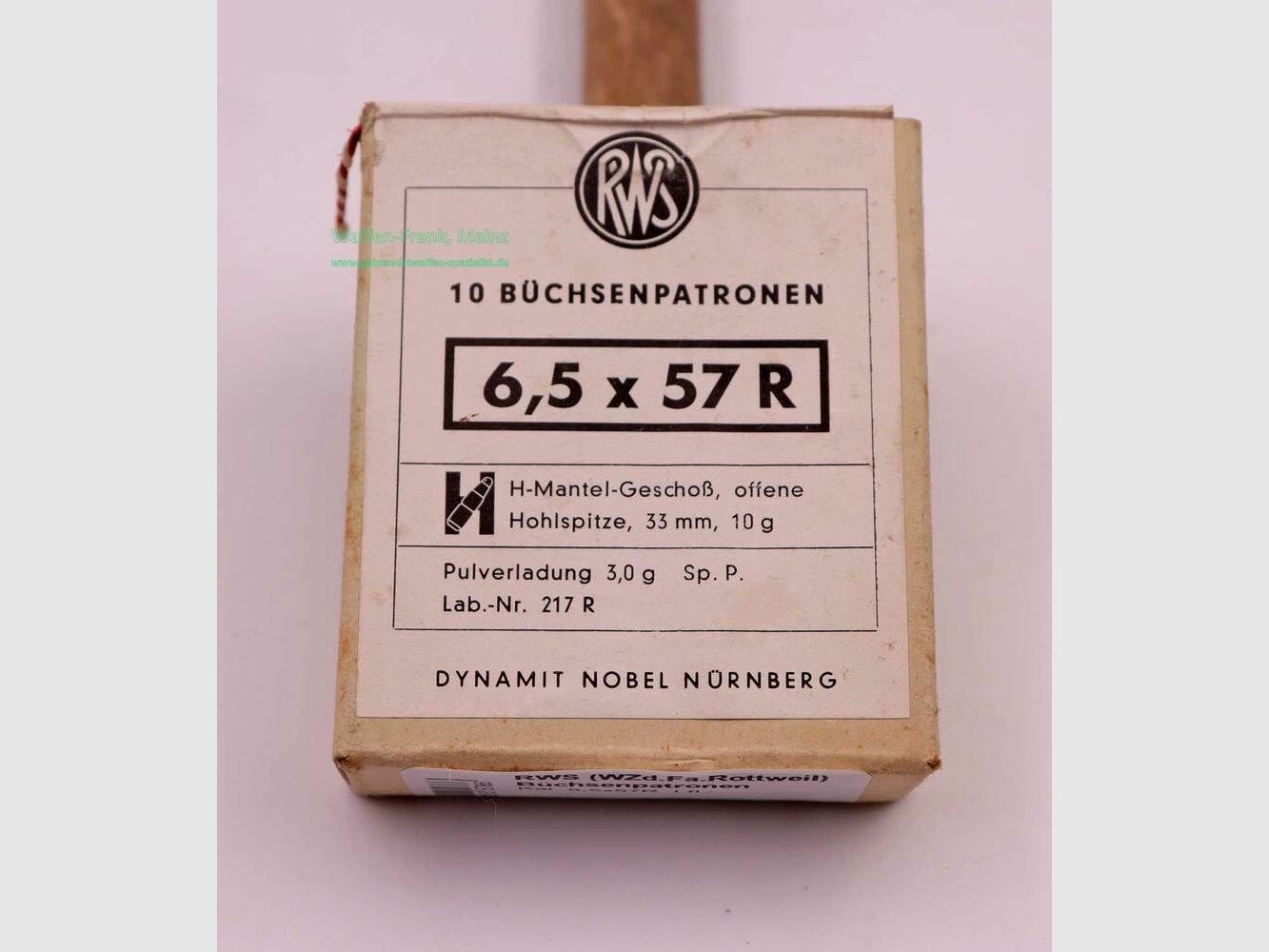 RWS (WZd.Fa.Rottweil) Büchsenpatronen 6,5x57R