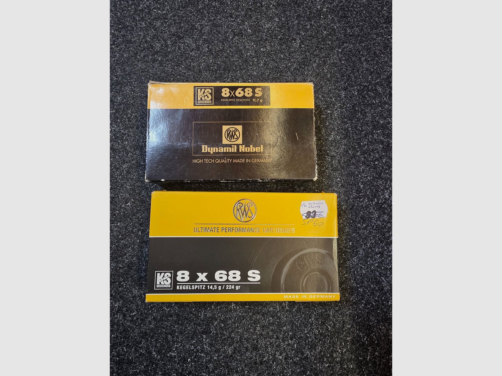 150 rounds 8x68 S RWS cone point (11.7 g & 14.5 g)