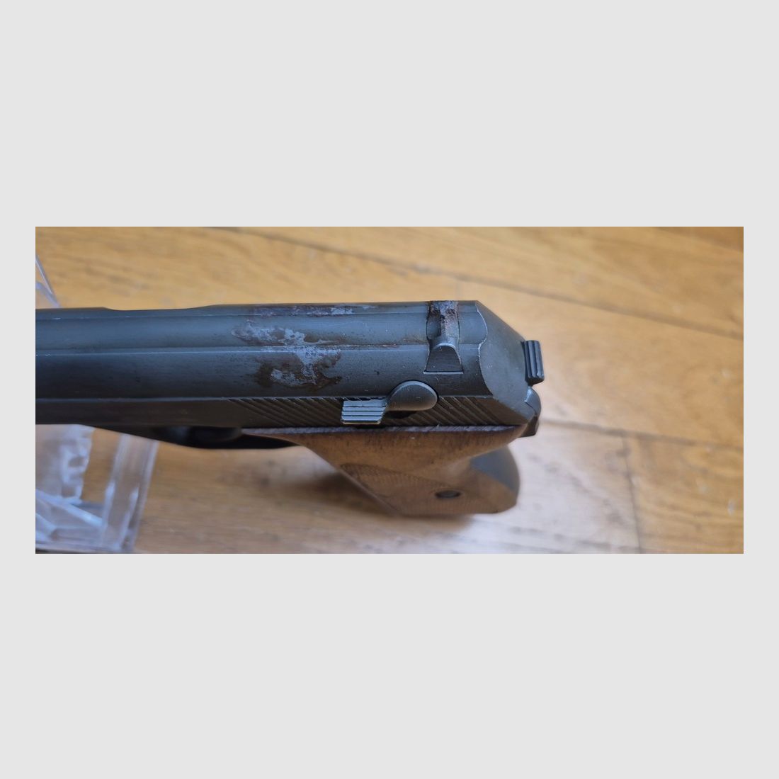 Schöner Mauser Pistol Modell HSC – Seltene Mauser-Herstellung unter französischer Besatzung („frühes Modell“) – In 7,65mm und acht Schuss – Stück von 1945 – Guter ästhetischer und mechanischer Zustand – Ausgezeichneter Lauf – TBE+, Bild 11 von 19