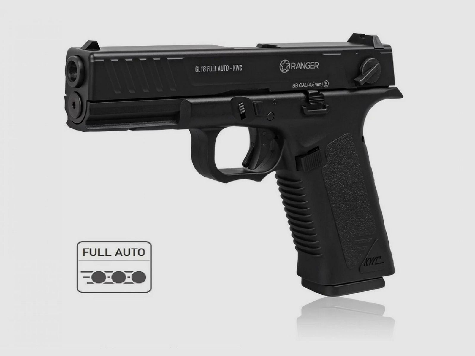 Pistola de aire comprimido RANGER GL18 FULL AUTO BLOWBACK cal. 4,5 mm BB, 18 disparos, KWC, imagen 1 de 6