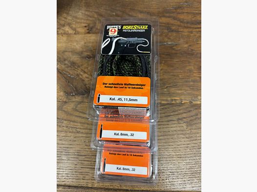 Bore Snake 8mm,.45,.40 S&W,.338 Win.Mag.