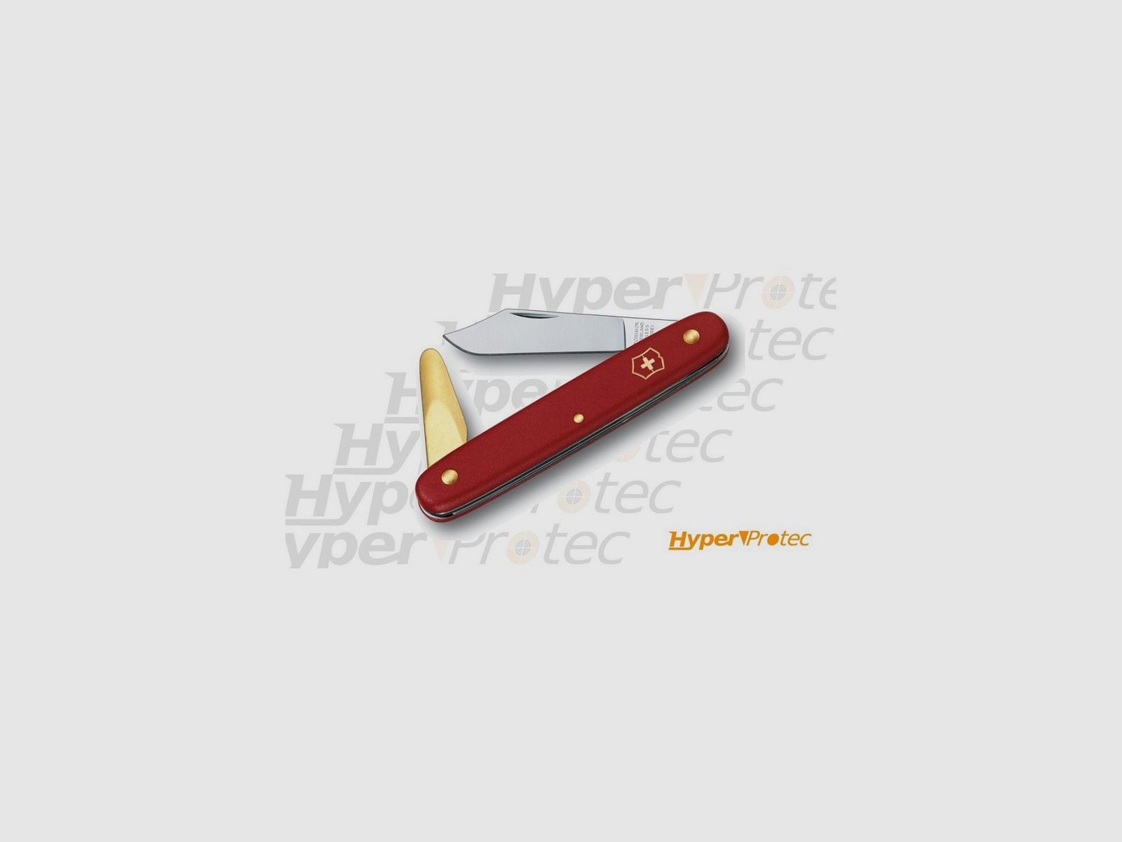 Rotes Victorinox Ecoline Gärtner-Veredelungsmesser mit kupferfarbener Spatel