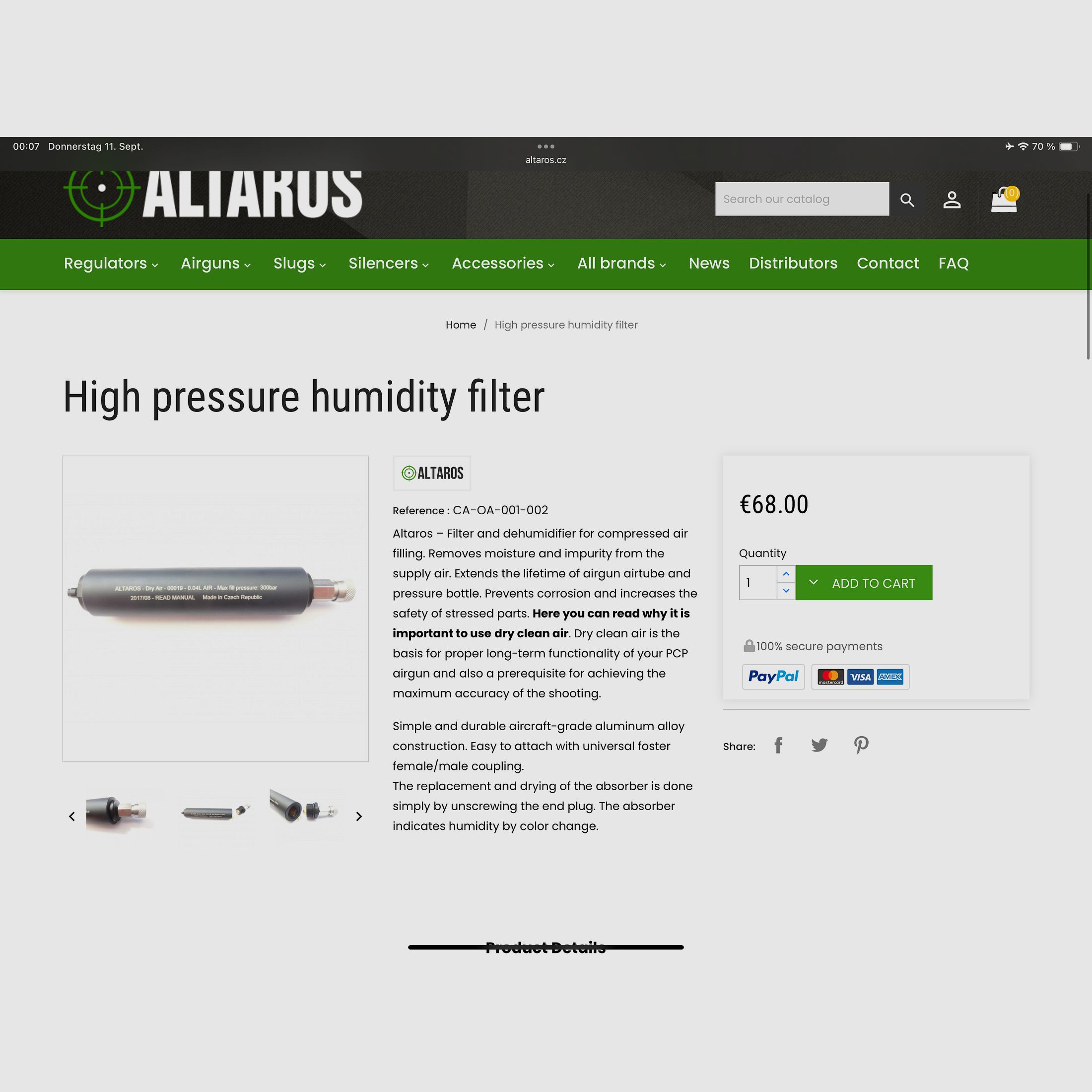Altaros Hochdruck-Luftfilter – bis 300 bar