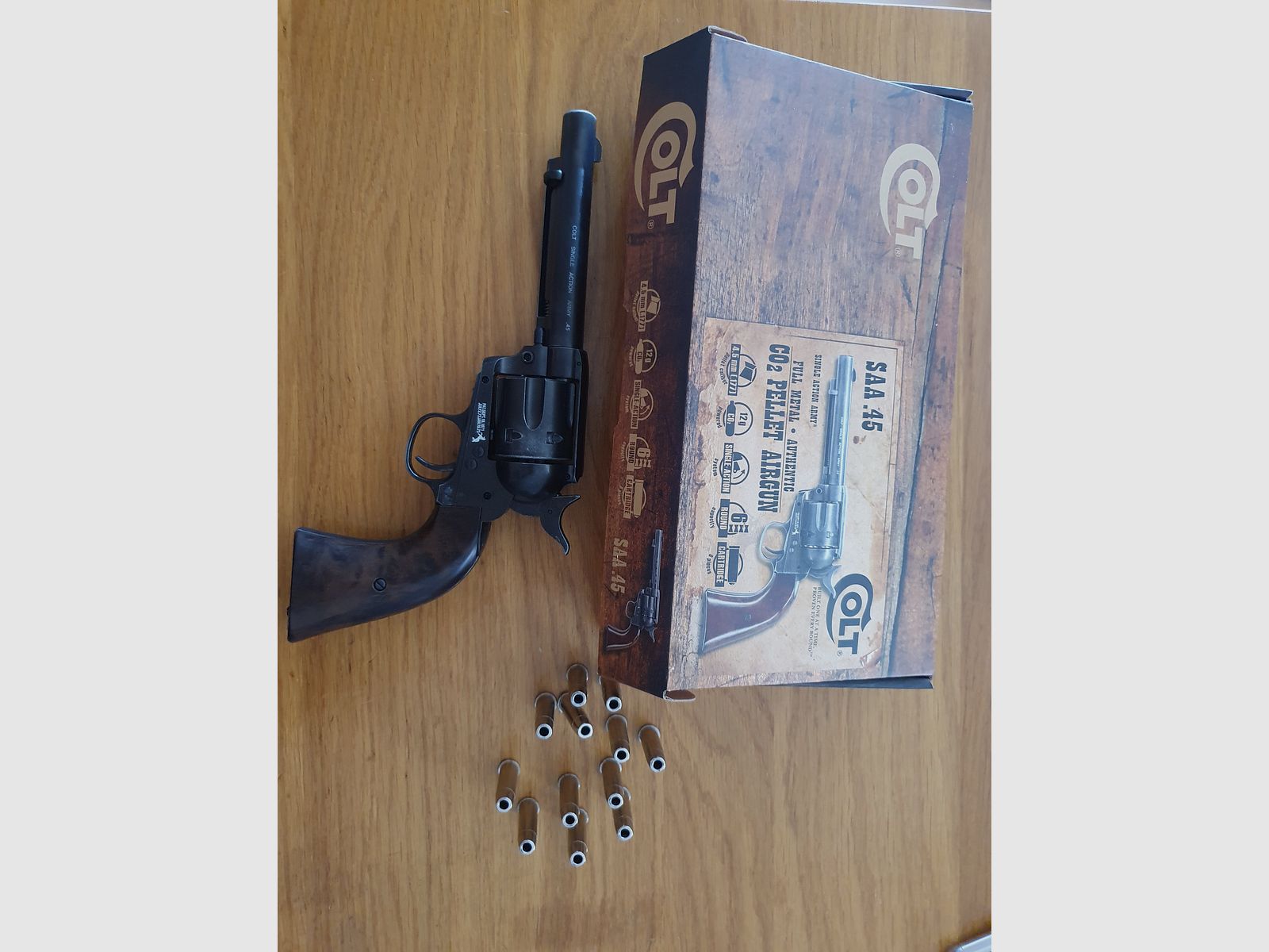 Colt Single Action Army SAA Co2 gezogener Lauf, 4,5 mm Diabolo, inkl. 12 Ladehülsen