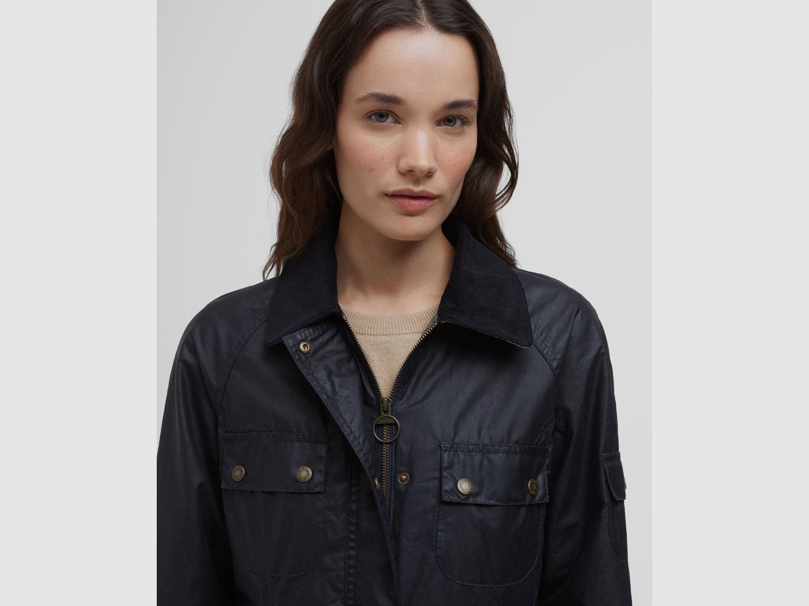 Chaqueta de cera BARBOUR Arlo Utility Royal Navy/Tartán Antiguo