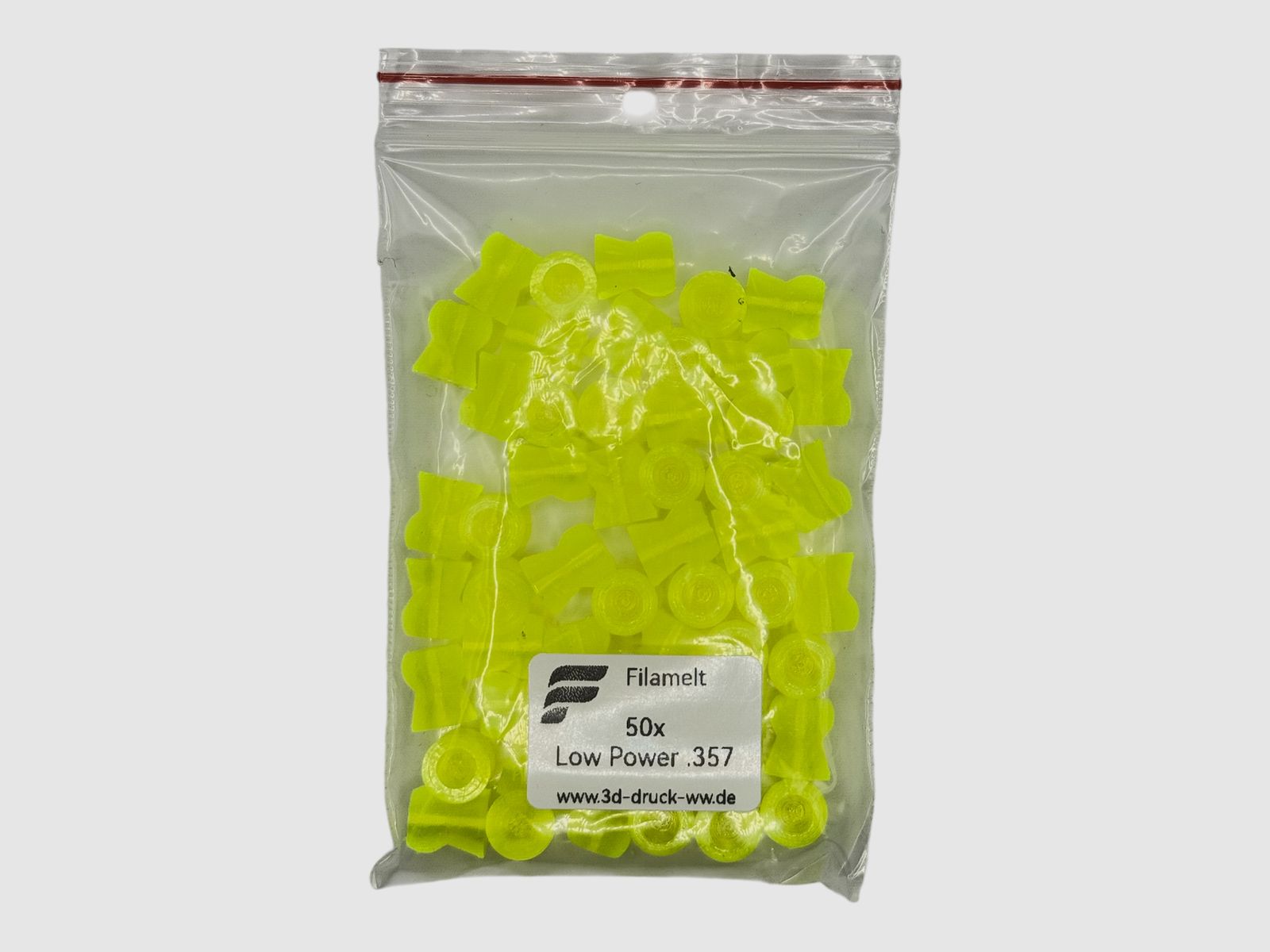 50x low-power diabolos, 9mm, CAL .357, reusable, AEA HP Max