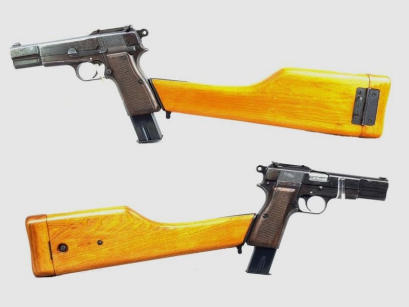 Pistole, FN, M1935 High Power, 9mm Luger, Anschlagschaft