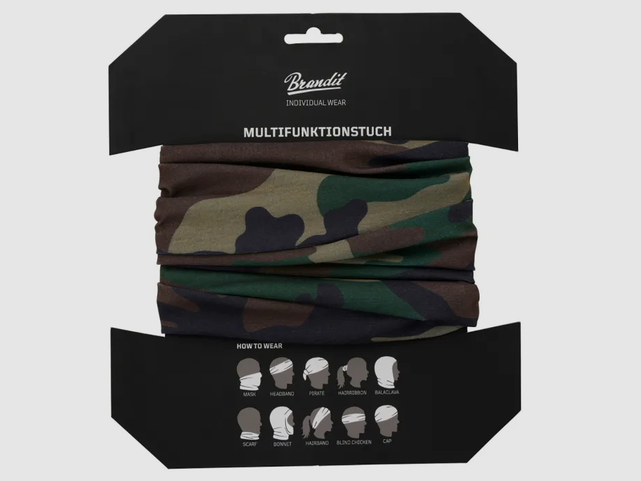 Écharpe multifonction (snood) pour la tête, le visage, le cou - Taille unique - US Woodland